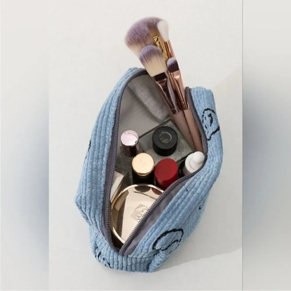 Smiley Face Corduroy Makeup Bags